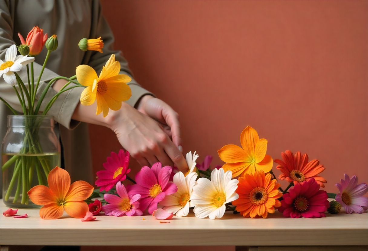 Ghimnaxxshfrexau founder arranging flowers in the studio